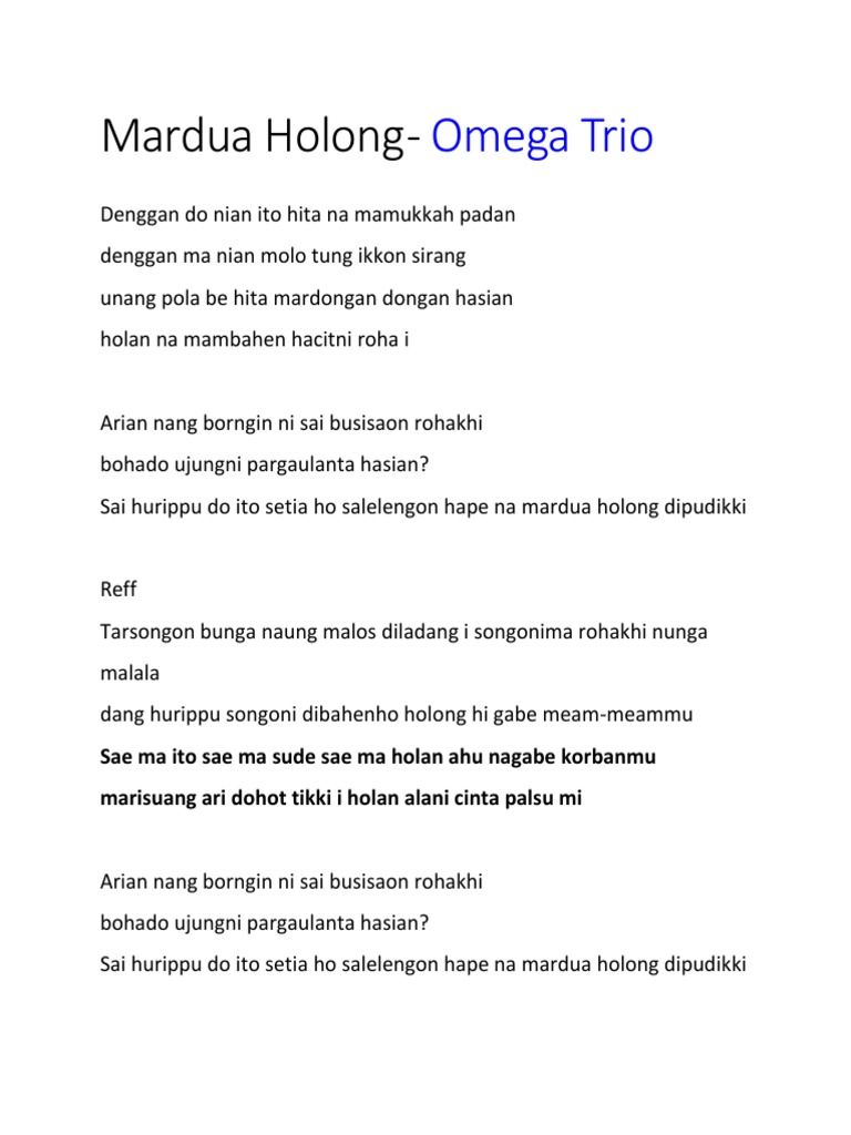 Mardua Holong Omega Trio