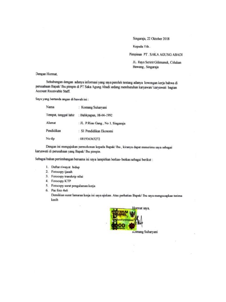 Surat Lamaran Kerja