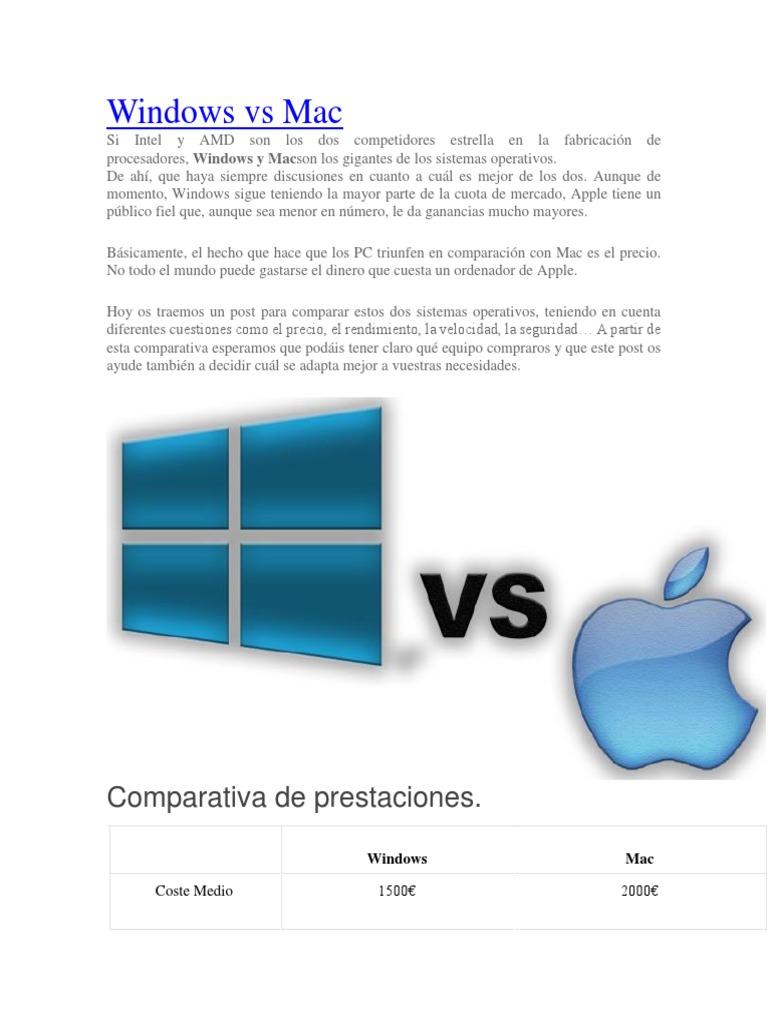 Windows Vs Mac | PDF | Mac OS | Microsoft Windows