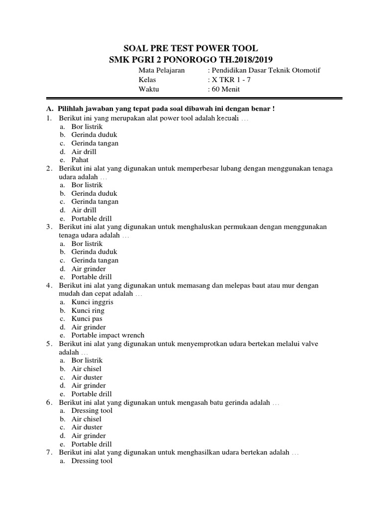 Soal Hand Tools | PDF