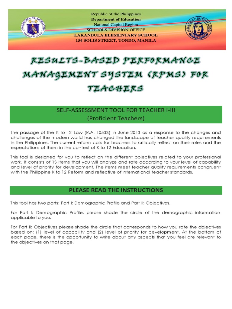 Rpms & Ppst Tools Teachers Curriculum