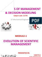 Principles of Management & Decision Modeling: S7 Mechanical Engineering