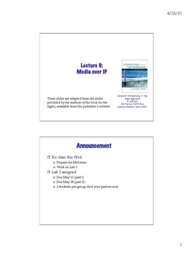 Lecture9 PDF | PDF | Session Initiation Protocol | Streaming Media