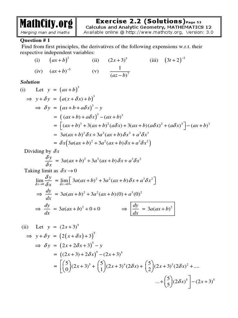 Class 12 Maths Exercise 2.2 Solutions | PDF | Calculus | Teaching ...
