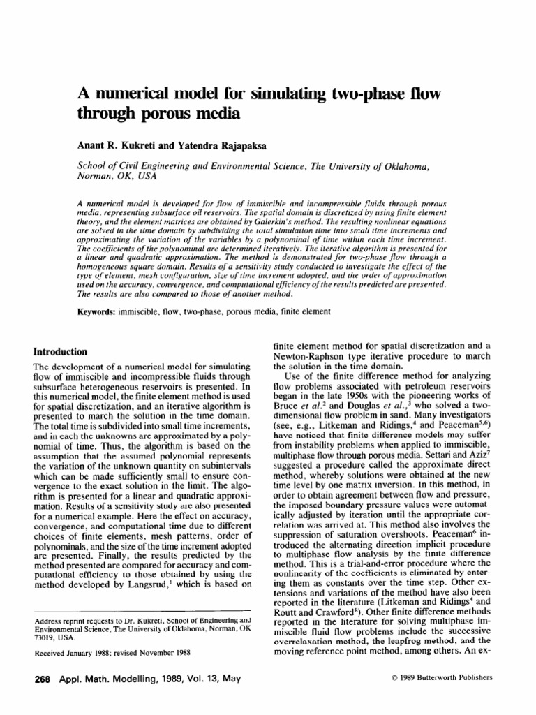 Numerical Model for Two-Phase Flow Simulation | PDF | Finite Element ...