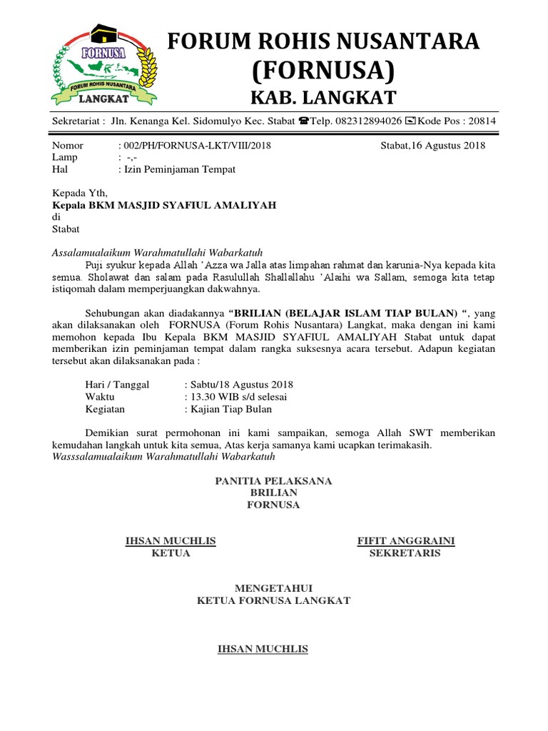 Surat Peminjaman Tempat  PDF