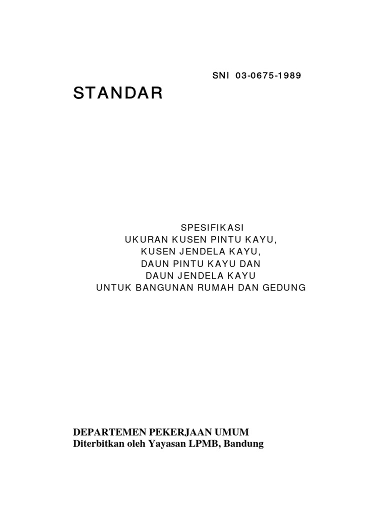 Standar spesifikasi kusen kayu pdf Standar spesifikasi kusen kayu pdf