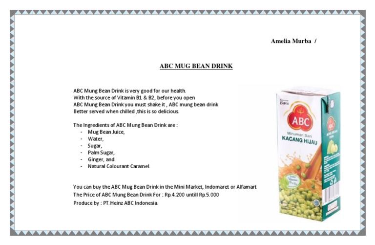 ABC Mung Bean Drink | PDF