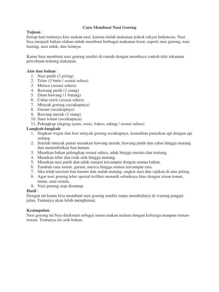 Cara Membuat Nasi Goreng