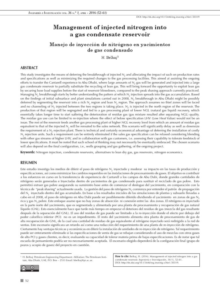 Nitrogen Injection Management in Gas Reservoirs | PDF | Natural Gas ...