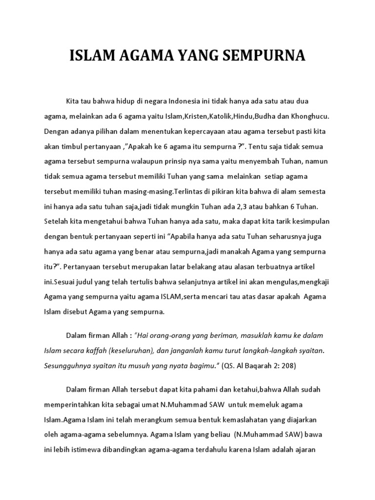Islam Agama Yang Sempurna Pdf