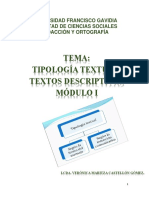 Clase Tipologías Textual. Textos Descriptivos Módulo I Ciclo II 2018 g06