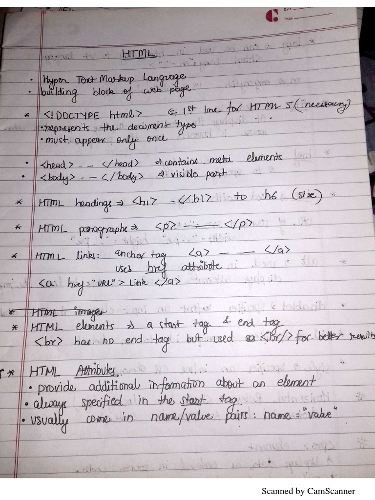 HTML Notes | PDF