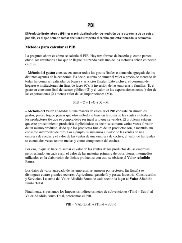 Como Calcular El Pbi | PDF | Producto Interno Bruto | Microeconomía