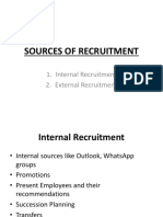 Sources of Recruitment: 1. Internal Recruitment 2. External Recruitment