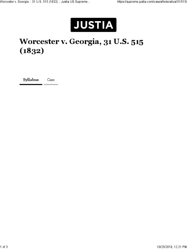 Worcester Vs Georgia | Download Free PDF | Supreme Court Of The United ...