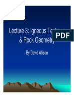 Lecture 3: Igneous Textures & Rock Geometry: by David Allison