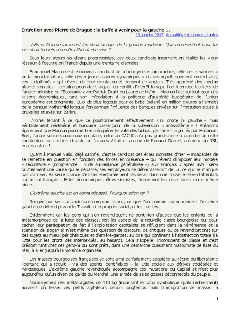 Entretien Avec Pierre de Brague, PDF, France