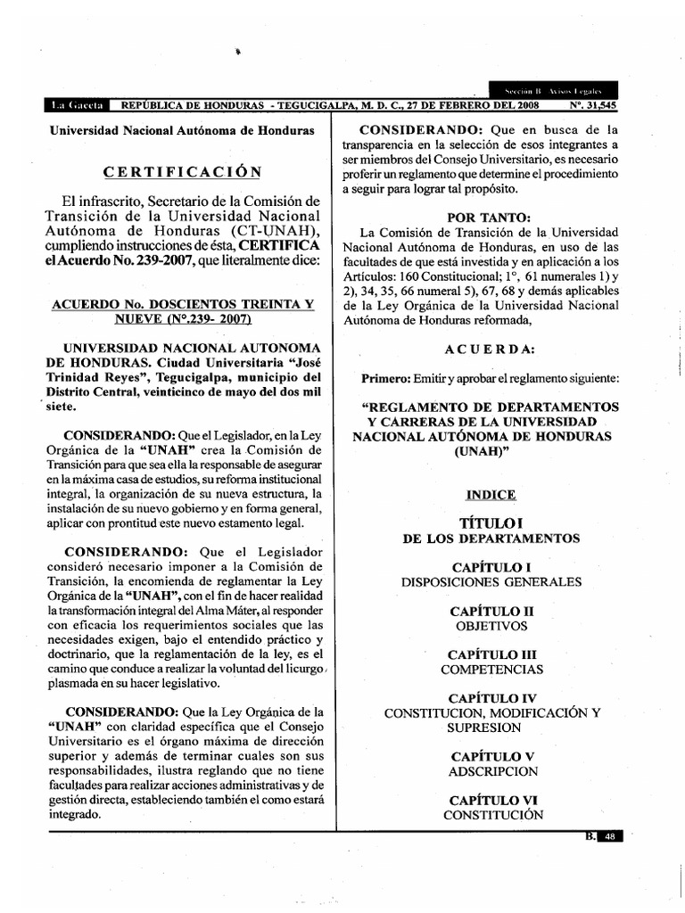 Reglamento de Departamentos y Carreras PDF | PDF