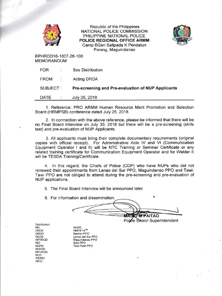 Pre-Screening and Pre-Evaluation of NUP Applicants PDF | PDF