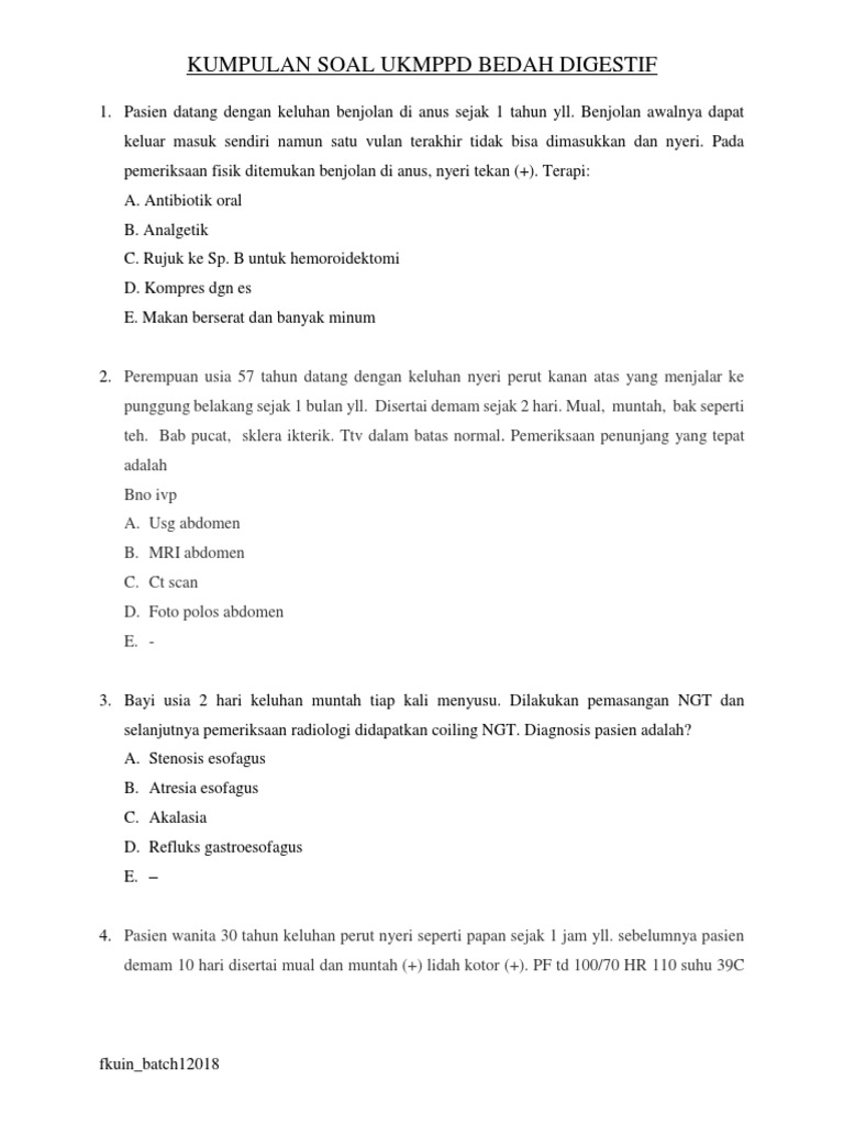 Kumpulan Soal Ukmppd Bedah Digestif Fkuin
