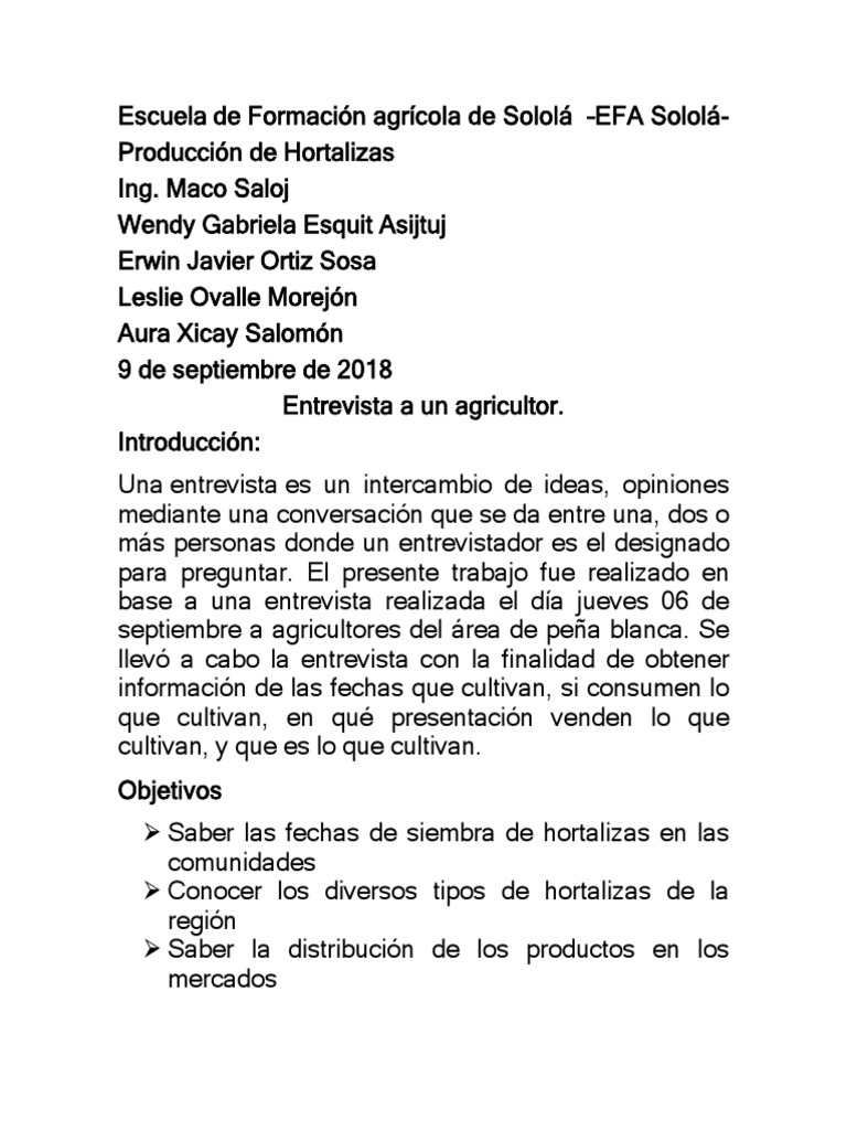 Entrevista a Un Agricultor Agricultura Espinacas