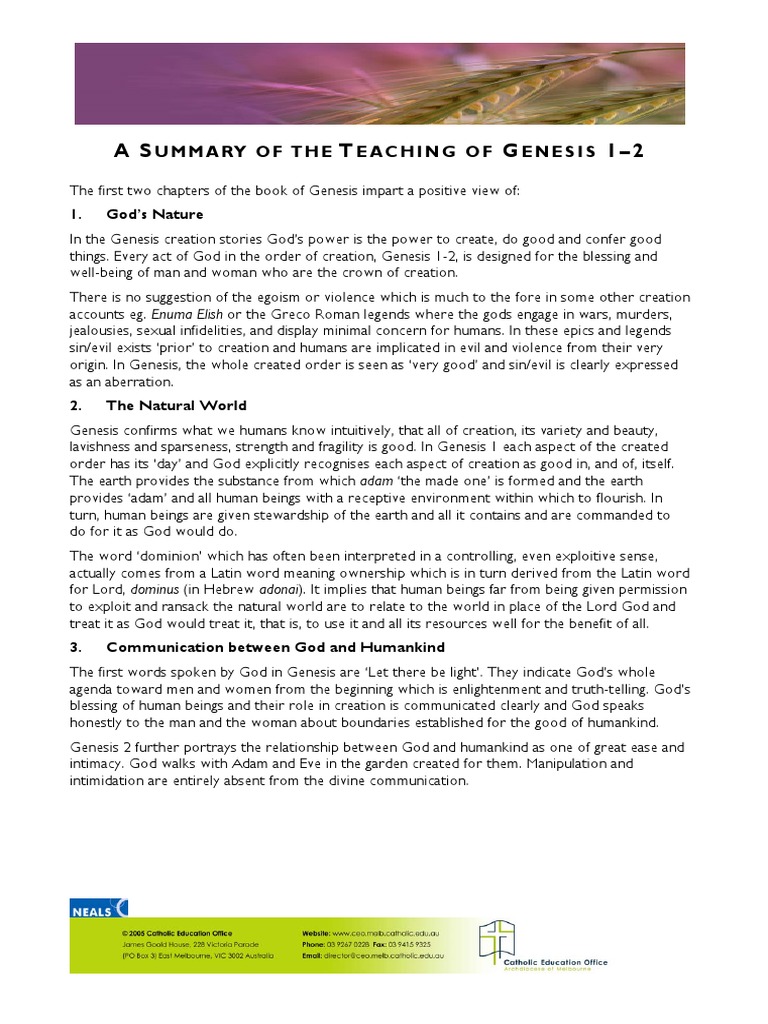 Summary PDF | PDF | Genesis Creation Narrative | Adam And Eve