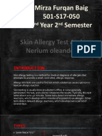 Mirza Furqan Baig 501-S17-050 2 Year 2 Semester: Skin Allergy Test and Nerium Oleander