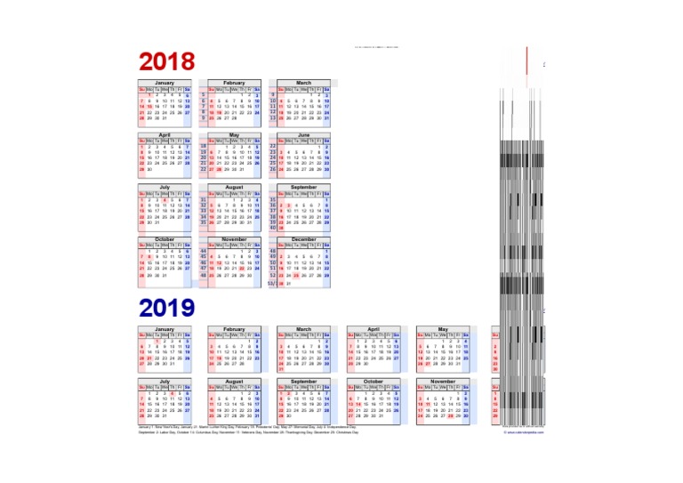 Two Year Calendar 2018 2019 Landscape 2 Rows | PDF | Traditions ...