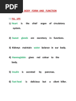 Notes - Human Body Form and Function