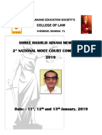 Shree Hashuji Advani Memorial, 2 National Moot Court Competition, 2019