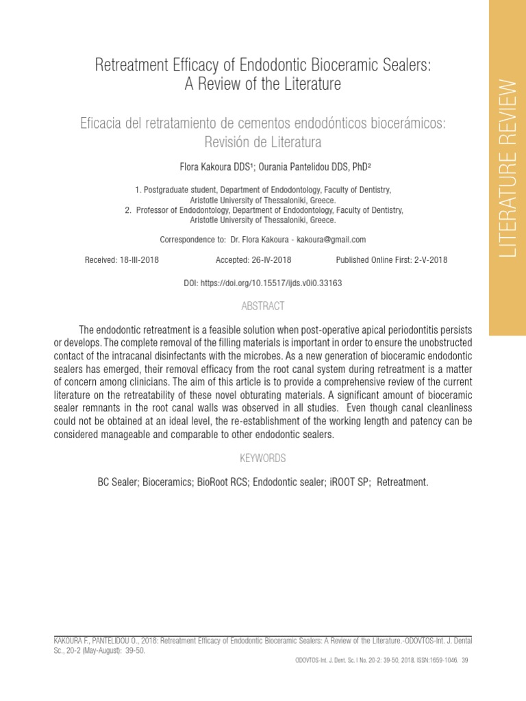 Retreatment Efficacy of Endodontic Bioceramic Sealers A Review of The