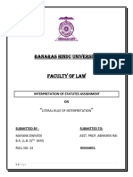 Banaras Hindu University: Interpretation of Statutes Assignment ON