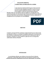 Evaluación ambiental del programa de irrigación en la sierra