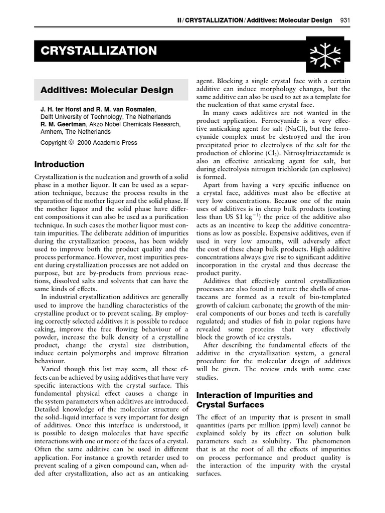 Additives - Molecular Design | PDF | Crystallization | Crystal