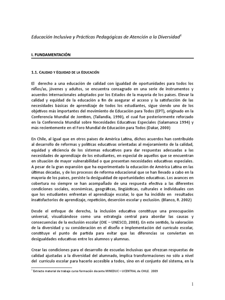 Inclusión Educativa y Diversidad Escolar | PDF | Plan de estudios ...