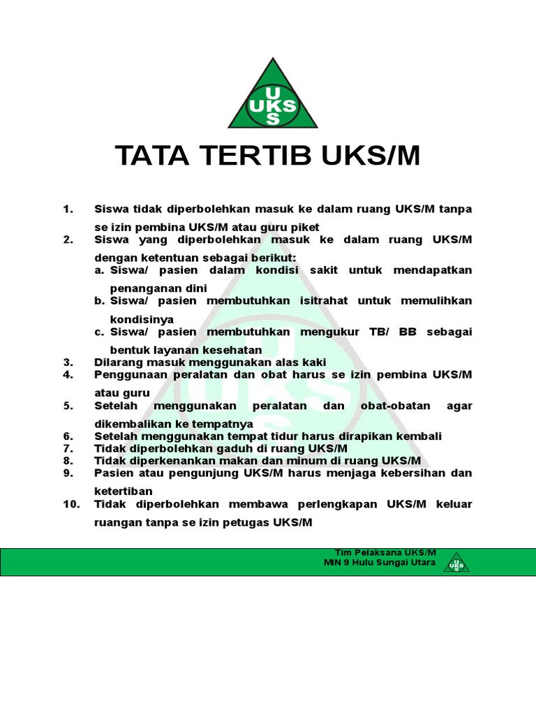 Tata Tertib Uks Tata Tertib Uks