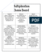 Multiplication Choice Board