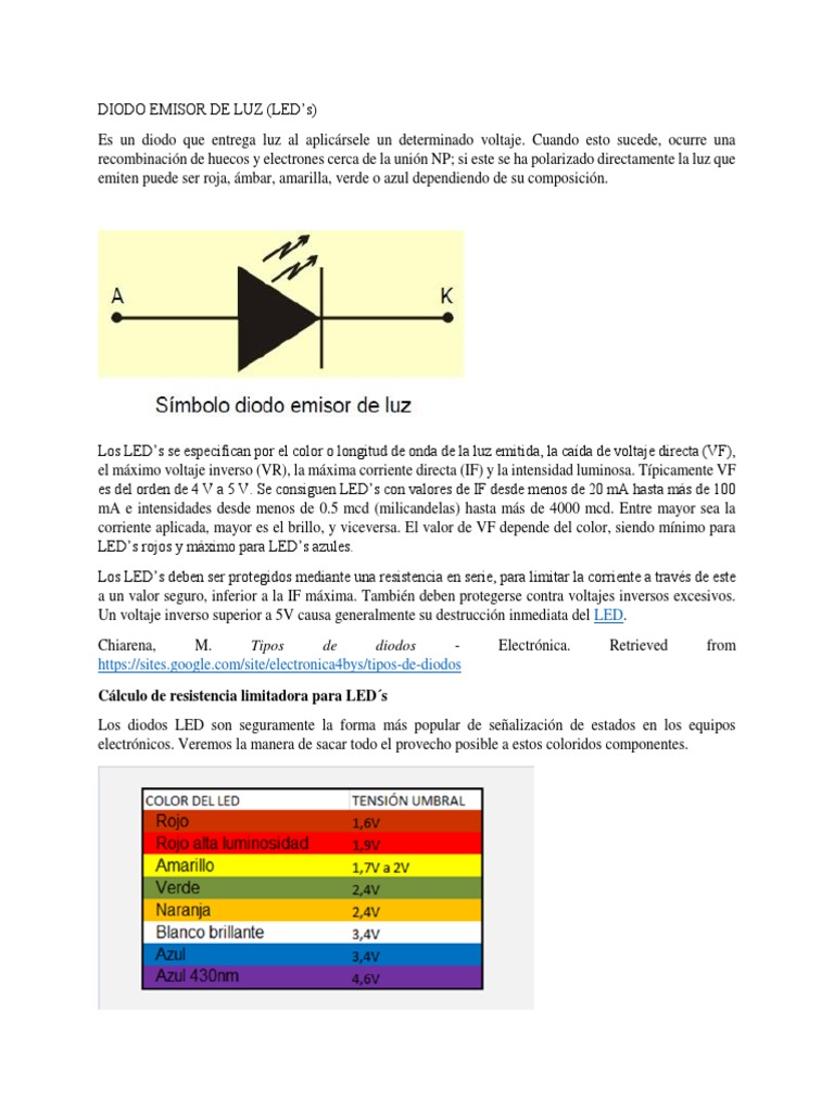 Voltajes y Corrientes en Diodos LED | PDF | Diodo emisor de luz ...
