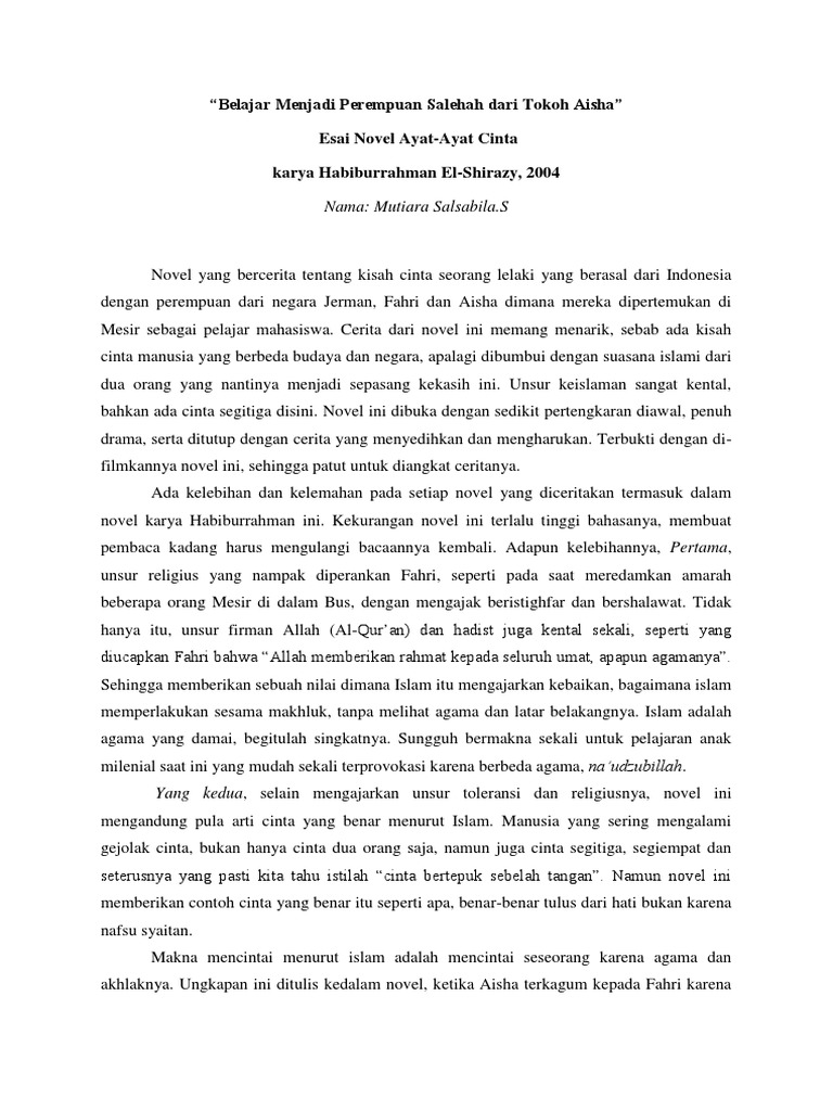 Esai Novel Ayat Ayat Cinta