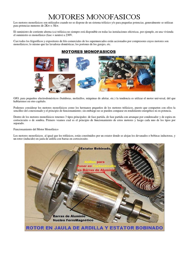 Motores Monofasicos PDF | PDF | Motor eléctrico | Corriente eléctrica