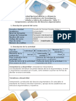 Guía de Actividades y Rúbrica de Evaluación - Taller 4 - Comprensión y Producción Del Discurso Argumentativo