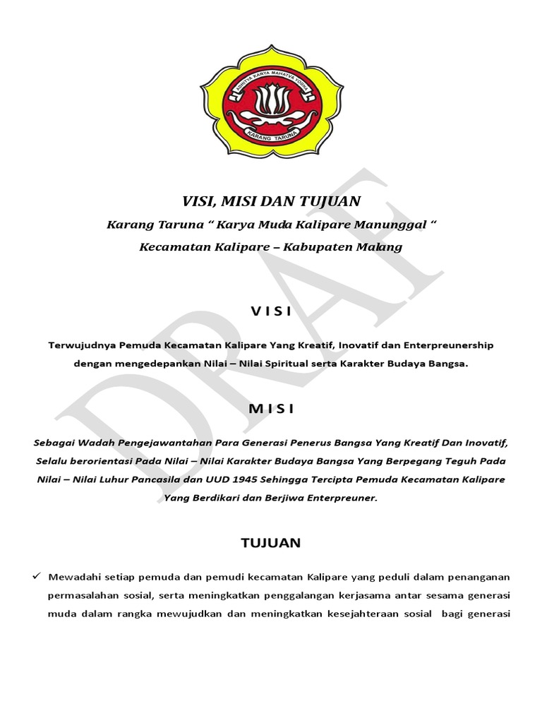 Draf Visi Misi Kartar Kec Pdf