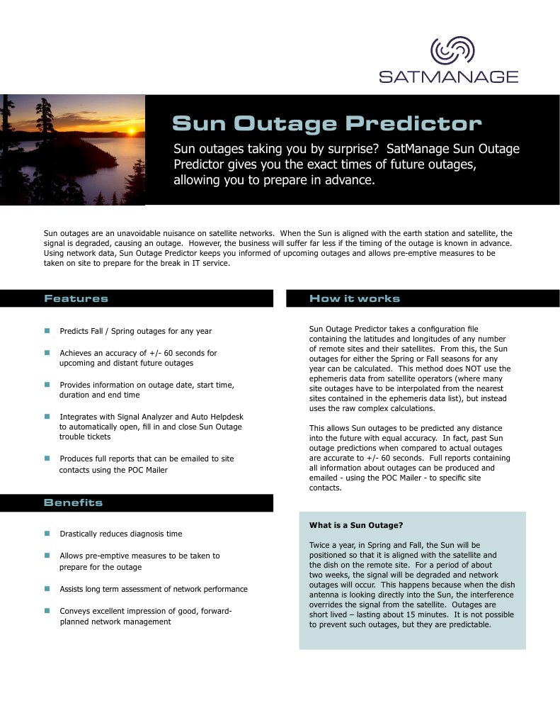 Sun Outage Predictor v1.4 Computer Network Help Desk Free 30day