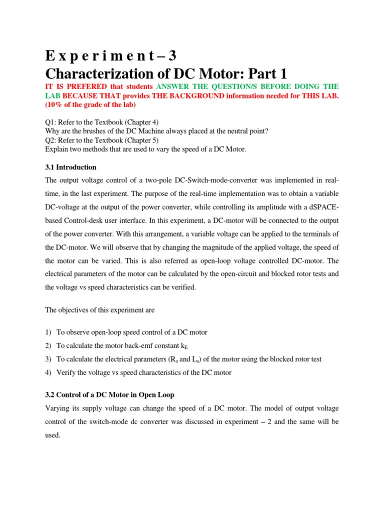DC Motor Speed Control Experiment | PDF | Analog To Digital Converter ...