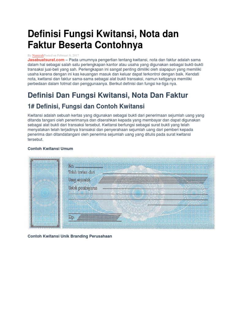 Definisi Fungsi Kwitansidocx