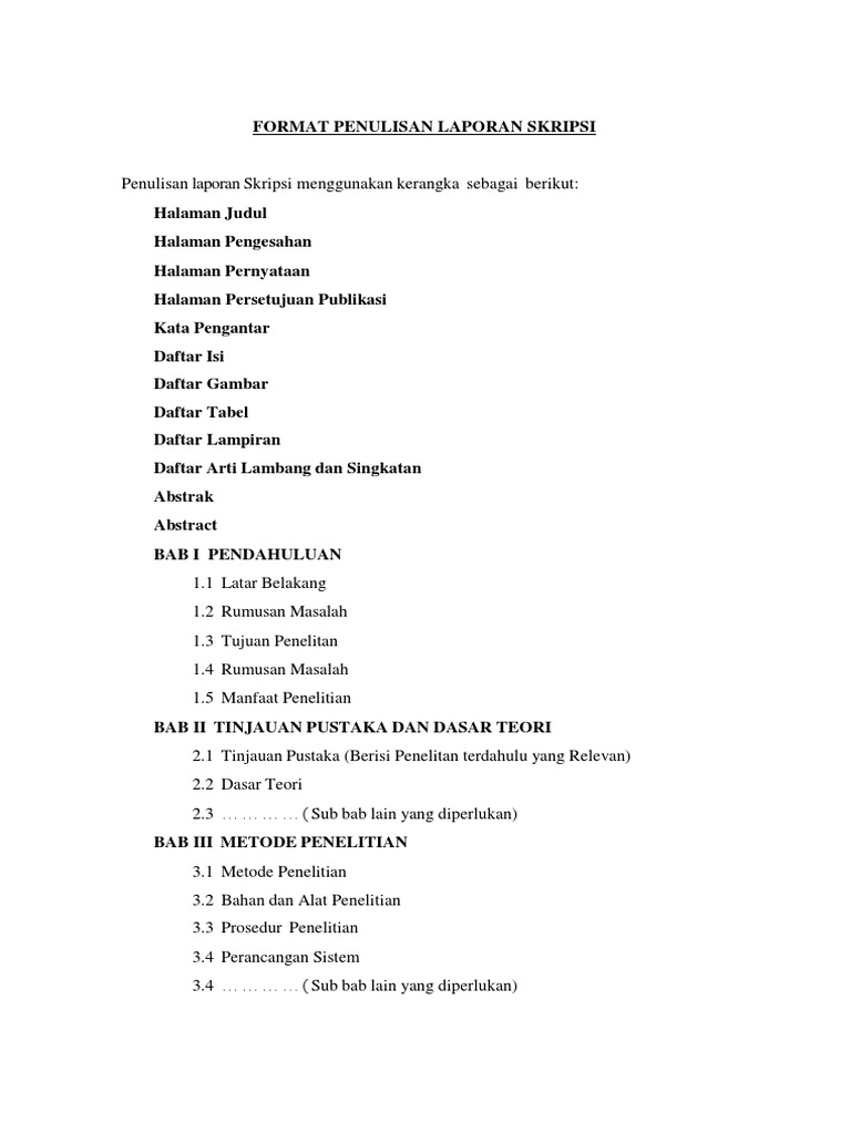 Format Penulisan Laporan Skripsi