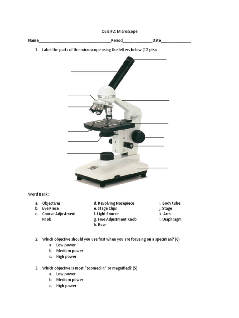 Microscope Quiz Parts - Micropedia