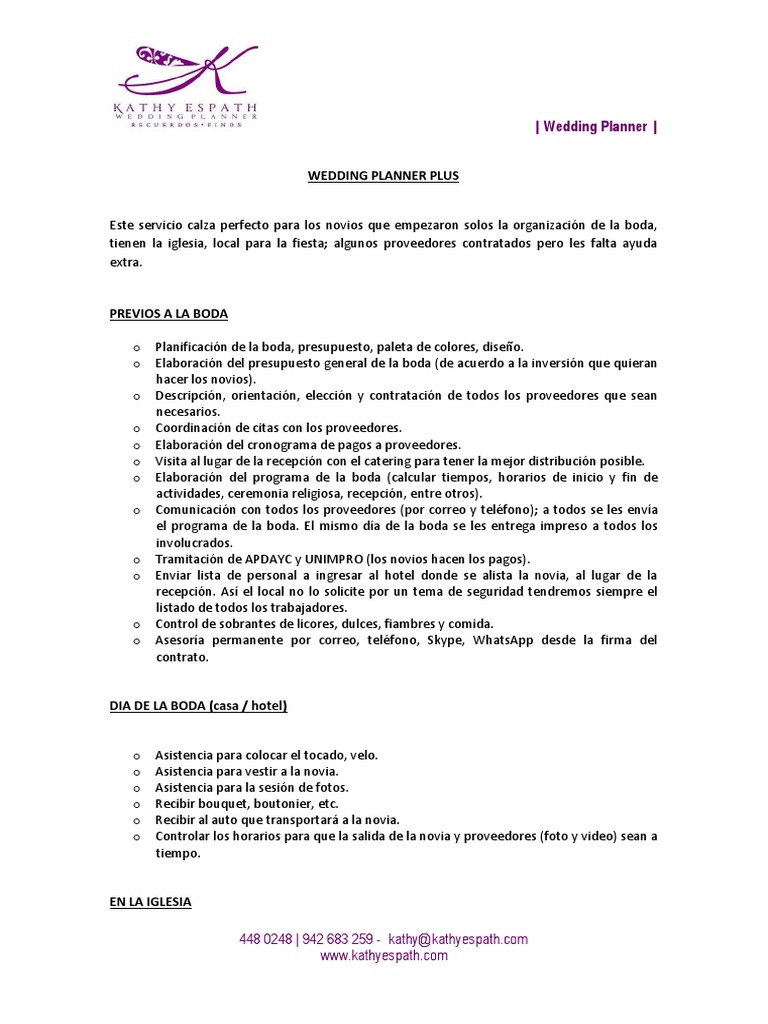 Servicios de Wedding Planner para Bodas | PDF | Boda | Matrimonio, image size:768x1024