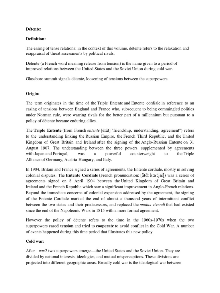 Détente Definition Download Free PDF Cold War Foreign Policy